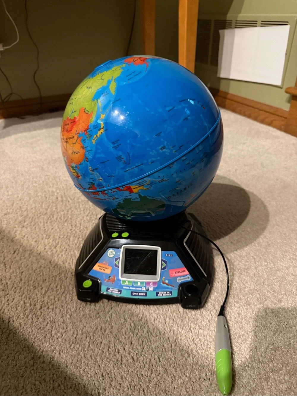 Interactive Kids Learning Globe with Blue and Green Globe